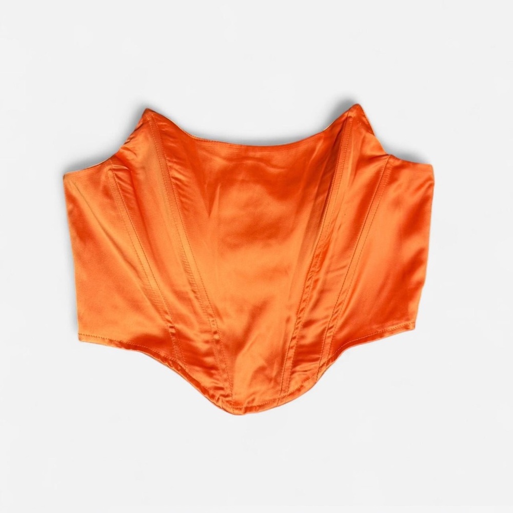 PrettyLittleThing Orange Satin Top